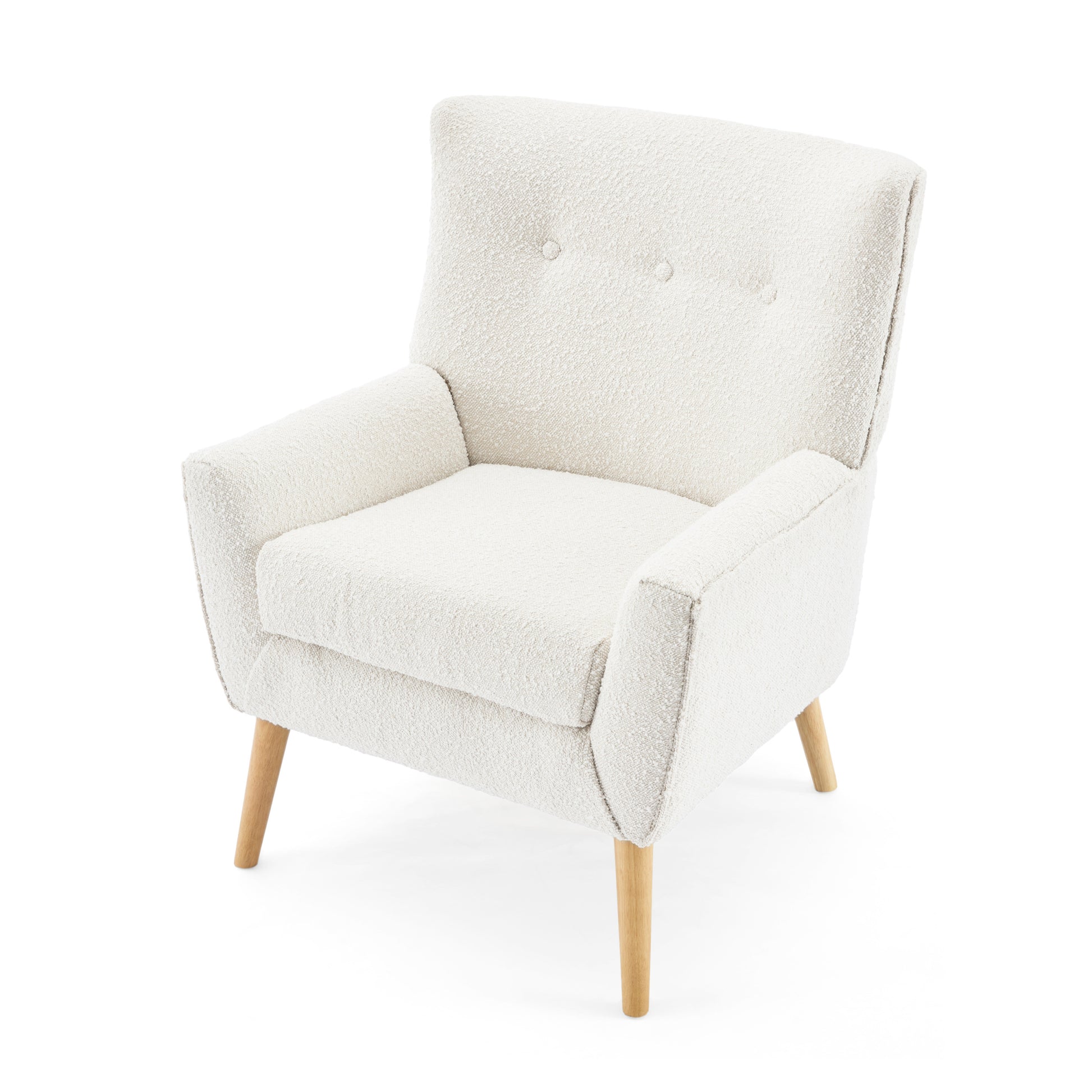 Accent Chair Almond Modern Foam Wood Fabric 1 Seat