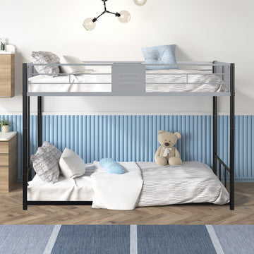 Metal Twin Over Twin Bunk Bed With Vent Board Heavy Duty Sturdy Metal Noise Reduced Safety Guardrail Cpc Certified Twin Black Metal