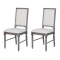 Cream And Weathered Grey Open Back Side Chairs Set Of 2 Solid Cream Grey Dining Room Foam Rectangular Farmhouse Side Chair Rubberwood Solid Back Set Of 2 Wood