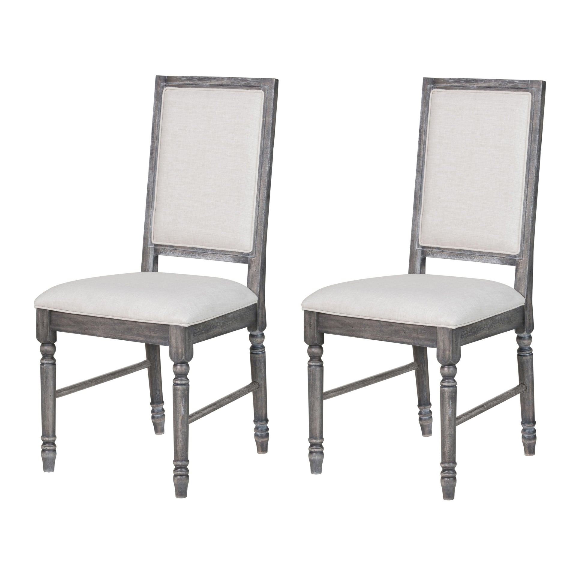 Cream And Weathered Grey Open Back Side Chairs Set Of 2 Solid Cream Grey Dining Room Foam Rectangular Farmhouse Side Chair Rubberwood Solid Back Set Of 2 Wood