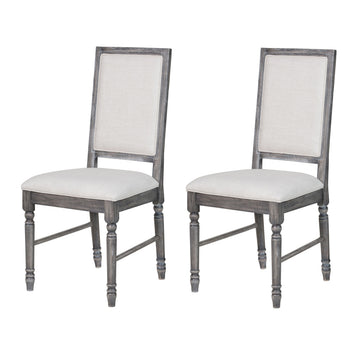 Cream And Weathered Grey Open Back Side Chairs Set Of 2 Solid Cream Grey Dining Room Foam Rectangular Farmhouse Side Chair Rubberwood Solid Back Set Of 2 Wood