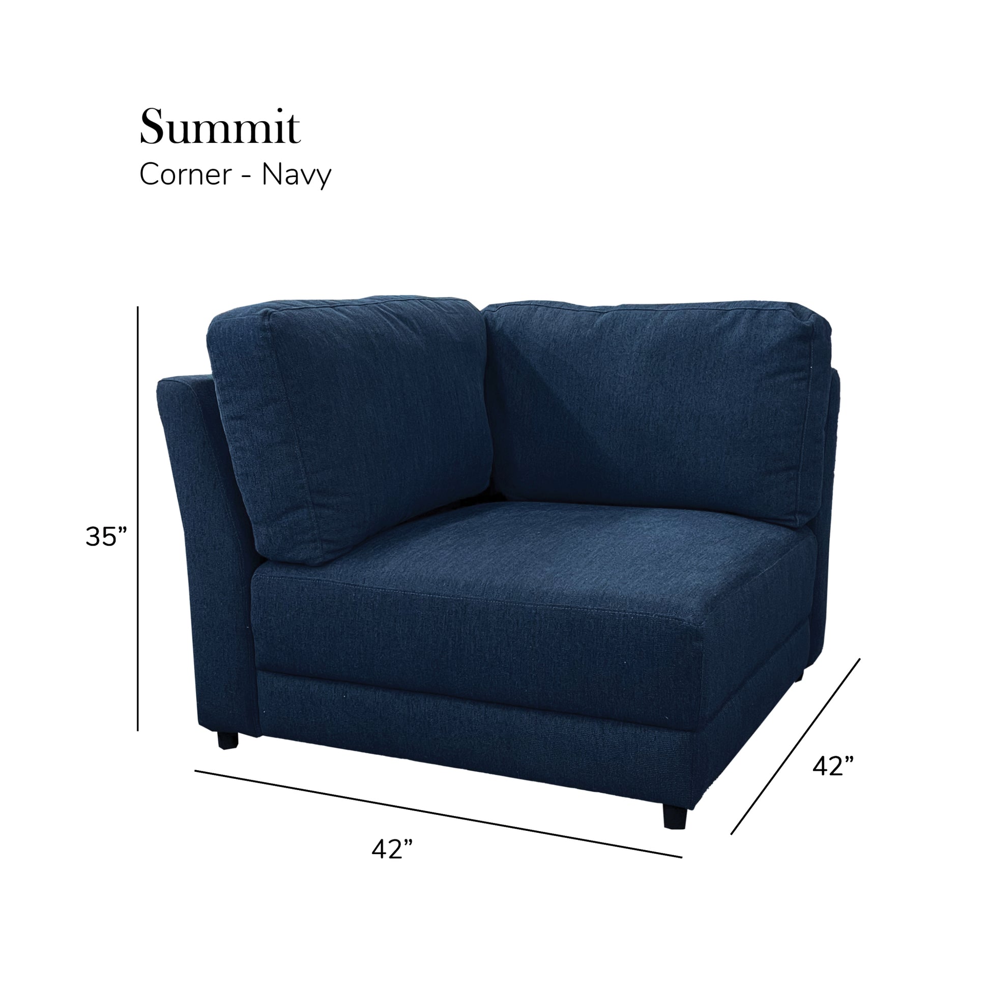 Summit Navy Modular Sectional 5 Seat Configuration Navy Wood Polyester 5 Seat