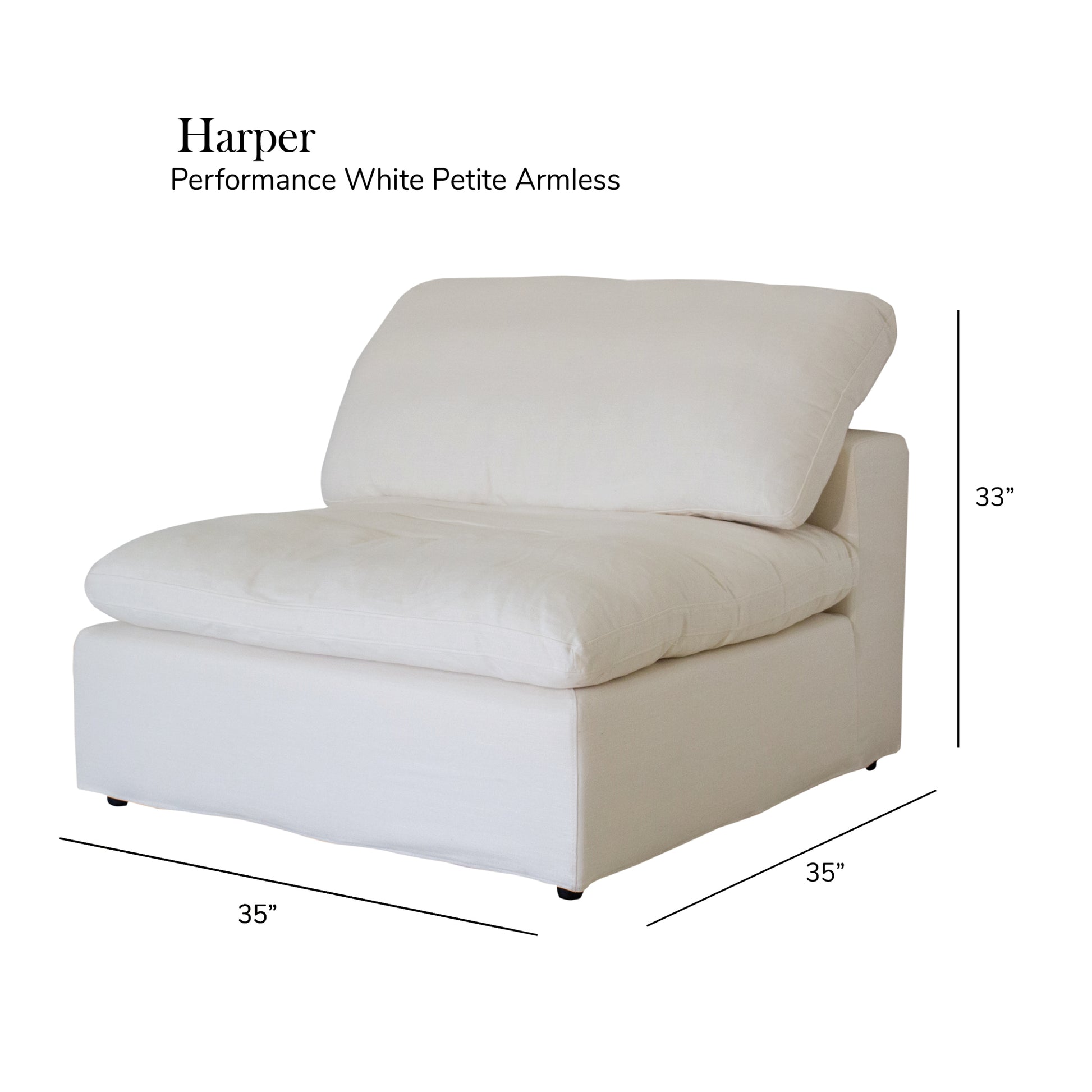 Harper Petite White Sectional 6 Seat Configuration White Wood Linen 6 Seat