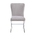 Beige And Chrome Side Chairs With Metal X Shape Legs Set Of 2 Solid Beige Dining Room Foam Rectangular Side Chair Solid Back Set Of 2 Velvet