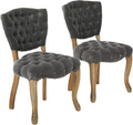 Kd Tufted Chair Wthr Set Of 2 Grey Mdf