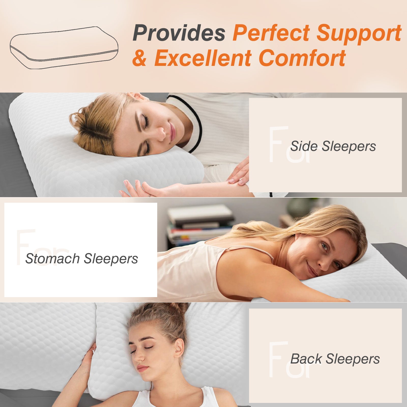 Foam Pillow, Sleeping Pillow, Soft And Comfortable, Removable, Machine Washable Cover,1 Pack,24 "X 16 Full Blue 2 Piece Set Fabric