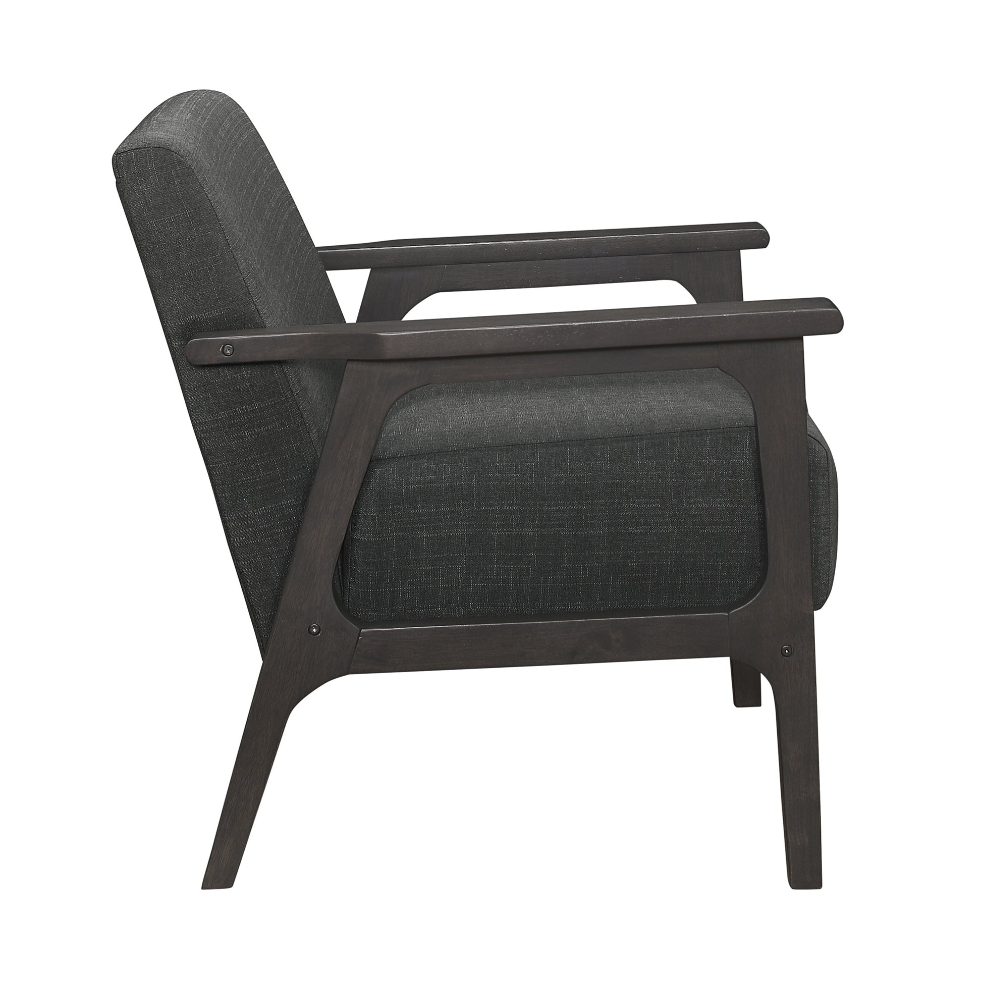 Dark Gray Fabric Upholstered Accent Chair 1Pc Solid Rubberwood Antique Gray Finish Living Room Furniture Dark Gray Primary Living Space Rubberwood Solid Wood