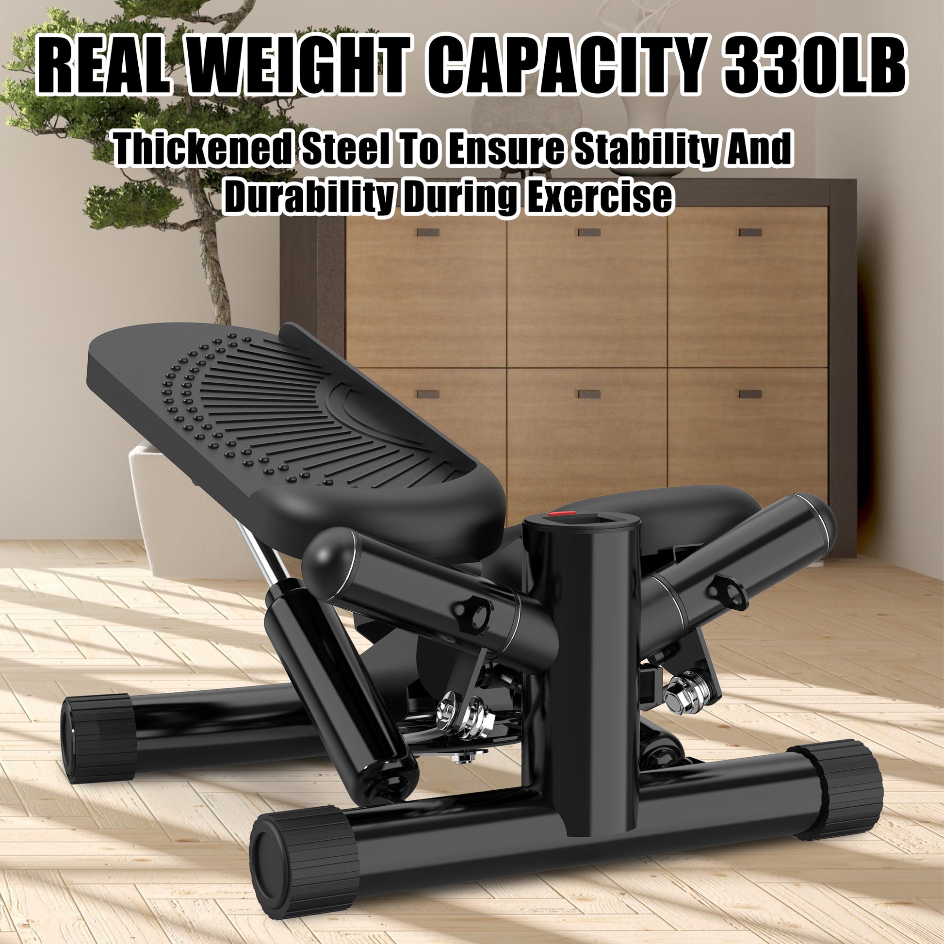 Steppers For Exercise Mini Stair Stepper Machine With Resistance Bands 330Lbs Twist Stepper Portable Exercise Equipment For Full Body Workout Black Black Abs Rubber Steel Q235