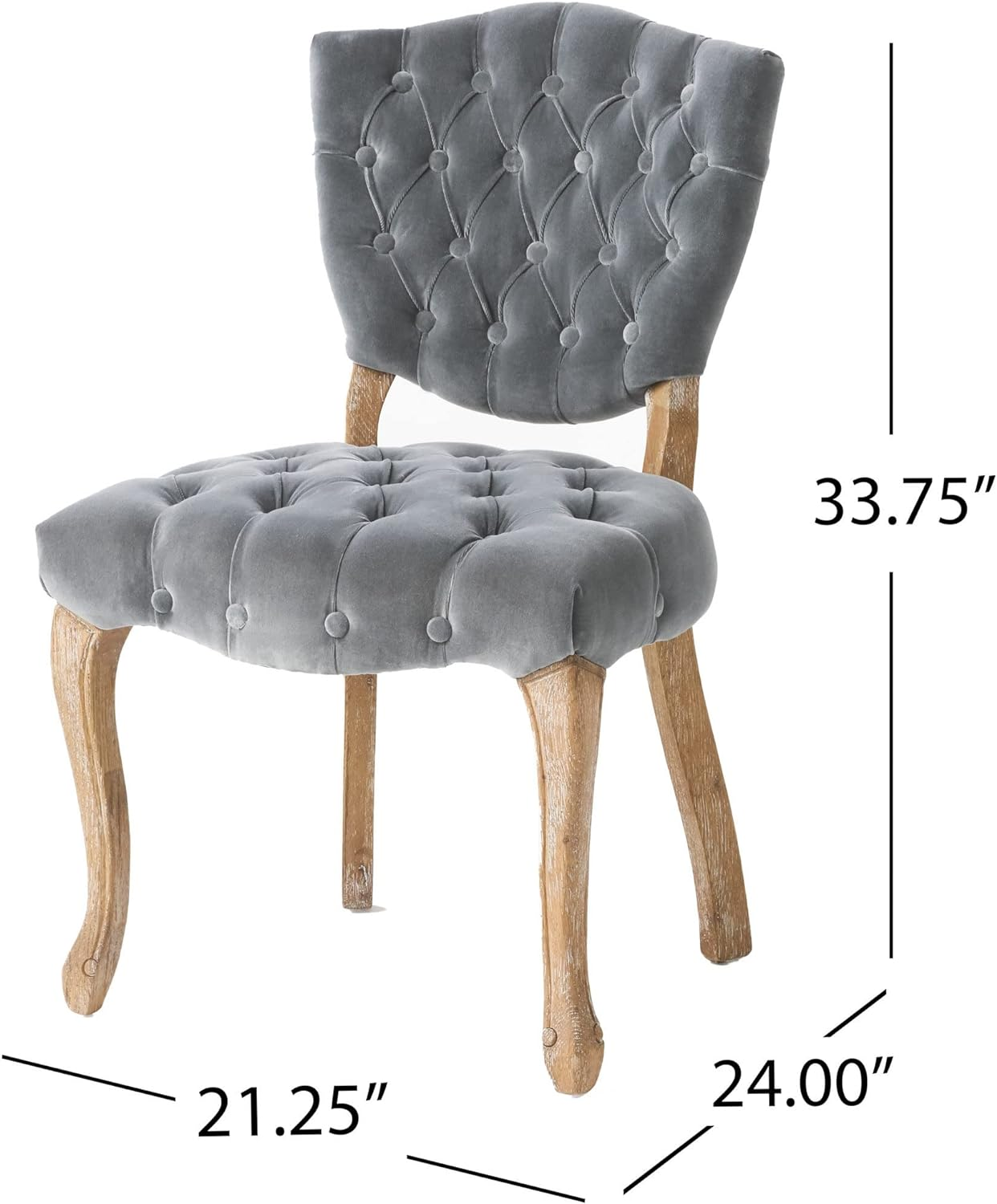 Kd Tufted Chair Wthr Set Of 2 Grey Mdf