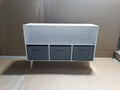 Kids Bookcase With Collapsible Fabric Drawers, Children'S Book Display, Toy Storage Cabinet Organizer, White Gray White Gray Mdf