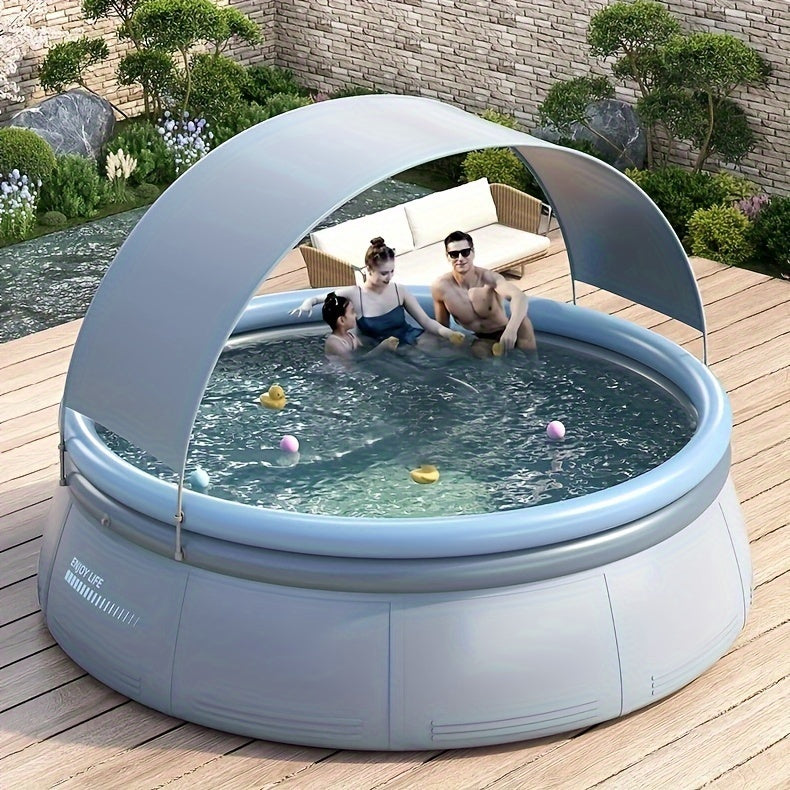 118.11In*25.98In Outdoor Inflatable Swimming Pool Aqua Grey Garden & Outdoor Pvc