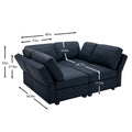4 Seat Sofa Bed Upholstered Sofa Sleeper, Space Saving Sof Bed2 Seat Sofa With Storage Space Under Seatsall Arms And Backs Adjustabled For Ultimate Comfort Seating Brown Blue Polyester 4 Seat