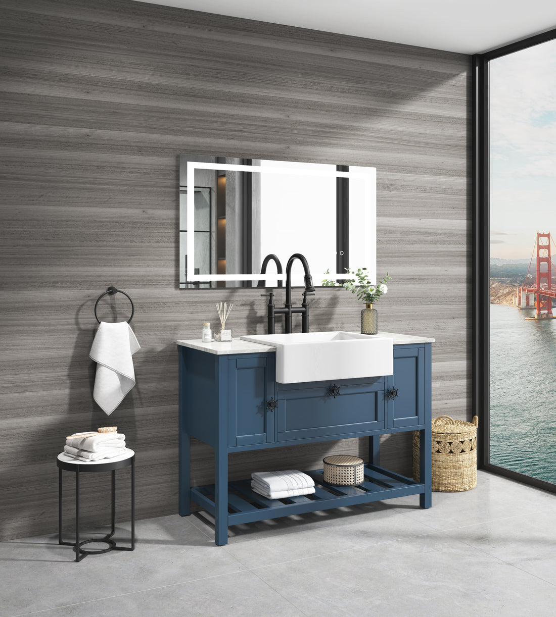 Solid Wood Bathroom Vanities Without Tops 47 In. W X 20 In. D X 33.6 In. H Bath Vanity In Blue Blue Solid Wood