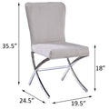 Beige And Chrome Side Chairs With Metal X Shape Legs Set Of 2 Solid Beige Dining Room Foam Rectangular Side Chair Solid Back Set Of 2 Velvet