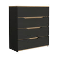 Zoe Dresser, Superior Top, Four Drawers Black Light Oak Multicolor Bedroom Modern Particle Board Particle Board