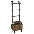 Rustic Oak And Black Side Pier With Open Shelving Black Brown Wood Metal