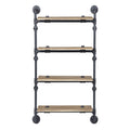 Oak And Sandy Black Rectangle 4 Tier Wall Shelf 4 Natural Black Primary Living Space Open Back Oak Wood Metal