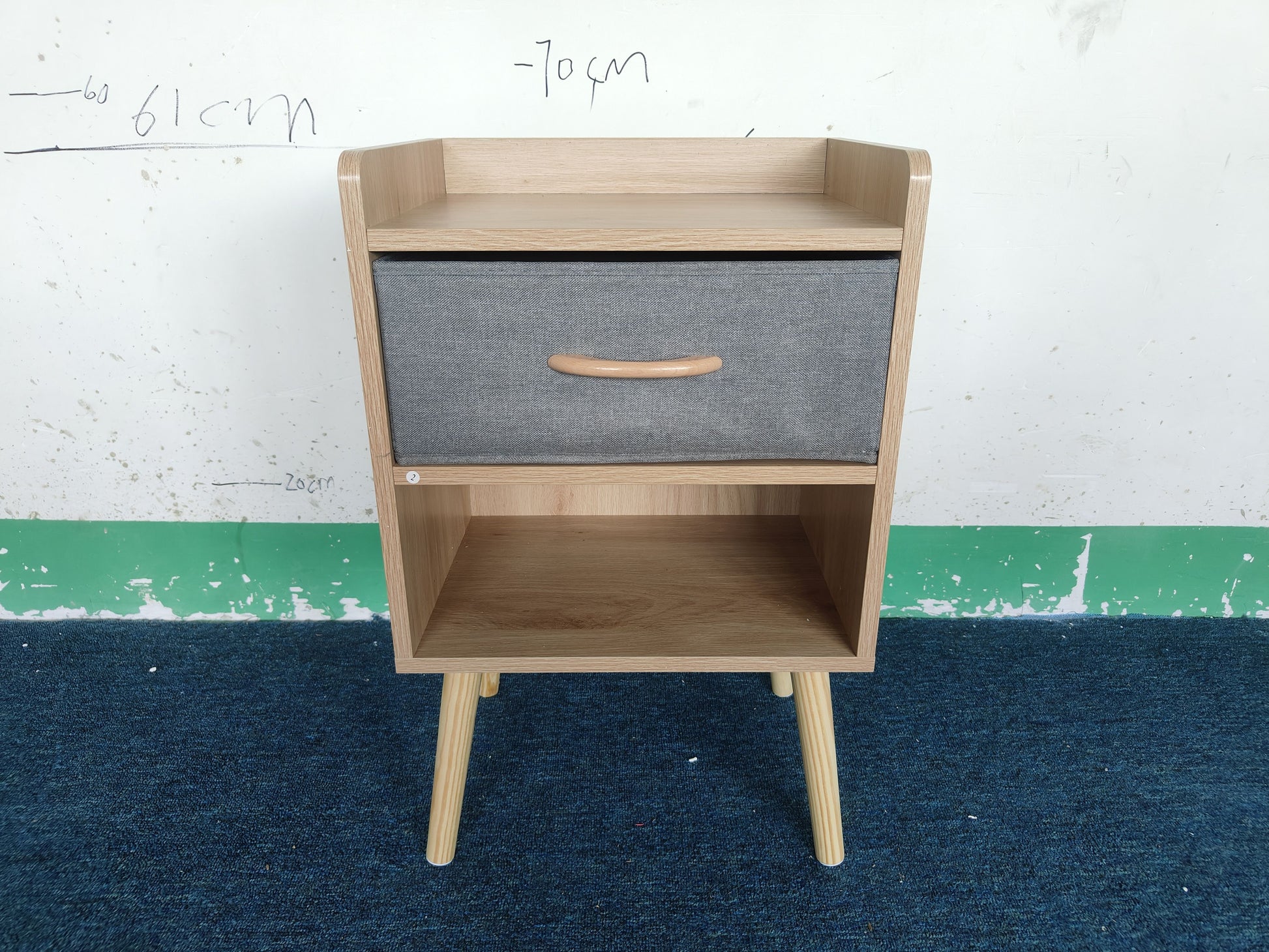 Nightstand With Collapsible Fabric Drawer, 2 Tier Storage End Table, Wood Side Table With Storage Cabinet Or Kids, Adults Oak Oak Engineered Wood