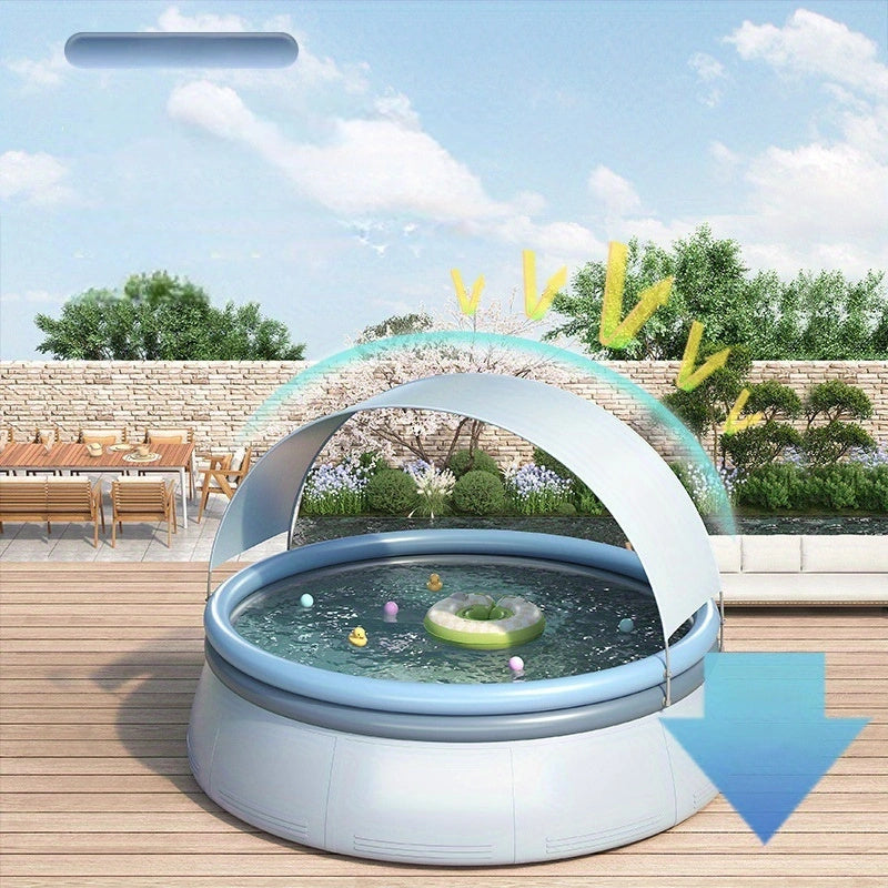 118.11In*25.98In Outdoor Inflatable Swimming Pool Aqua Grey Garden & Outdoor Pvc