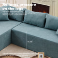 L Shape Modular Sectional Living Room Sofa Set Upholstered Sleeper Sofa For Living Room,16.53 Inch Cushion Heightening, 2 Pc Free Combination Sofa For Apartment Blue Lime Green Fabric 3 Seat