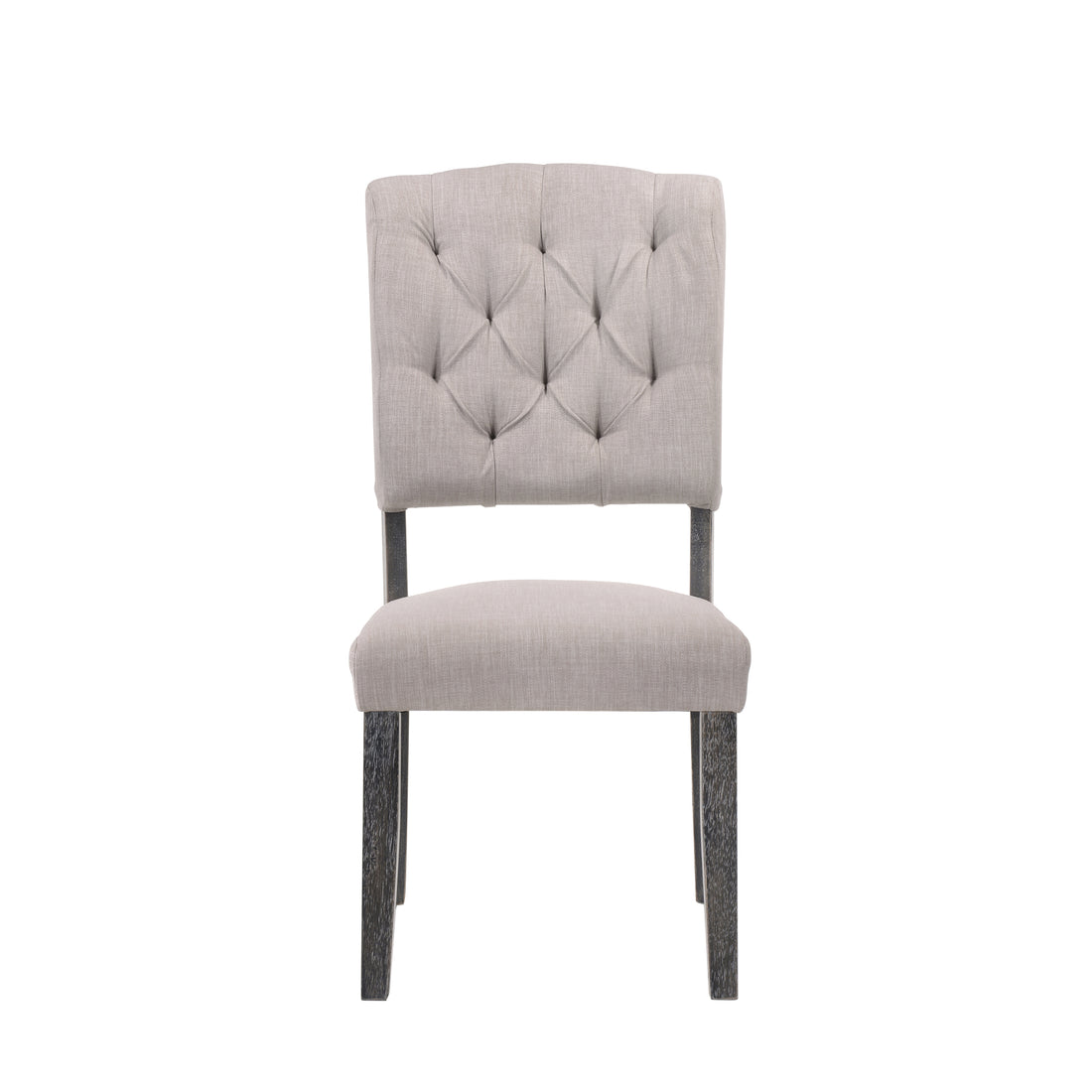 Beige And Weathered Grey Oak Tufted Back Side Chairs Set Of 2 Solid Beige Grey Dining Room Foam Rectangular Transitional Side Chair Rubberwood Tufted Back Set Of 2 Linen