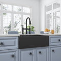 Matte Black Farmhouse Sink Deep Apron Sink Undermount Farmhouse Kitchen Sink Single Farm Sink Matte Black Ceramic