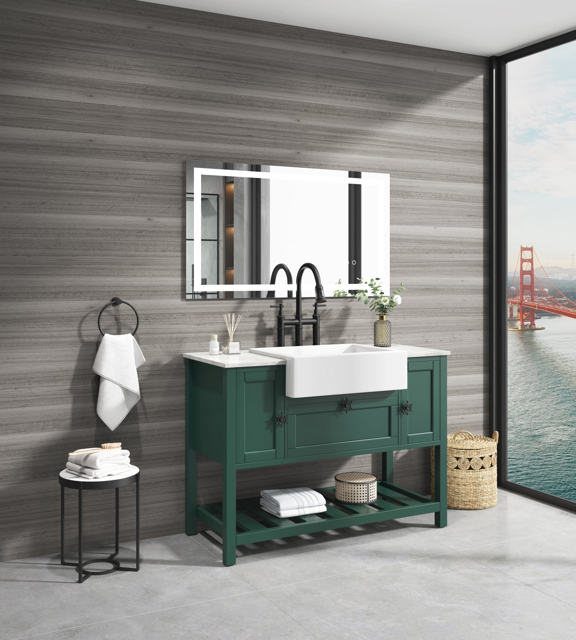 Solid Wood Bathroom Vanities Without Tops 47 In. W X 20 In. D X 33.6 In. H Bathroom Vanity In Green Green Solid Wood