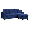 Modern Living Room Sectional Sofa Reversible Chaise With 2 Pillows Blue Velvet Upholstered Tufted Back Solid Wood Frame Furniture L Shape Sofa Navy Velvet Wood Primary Living Space Contemporary,Modern L Shaped Solid Wood 3 Seat