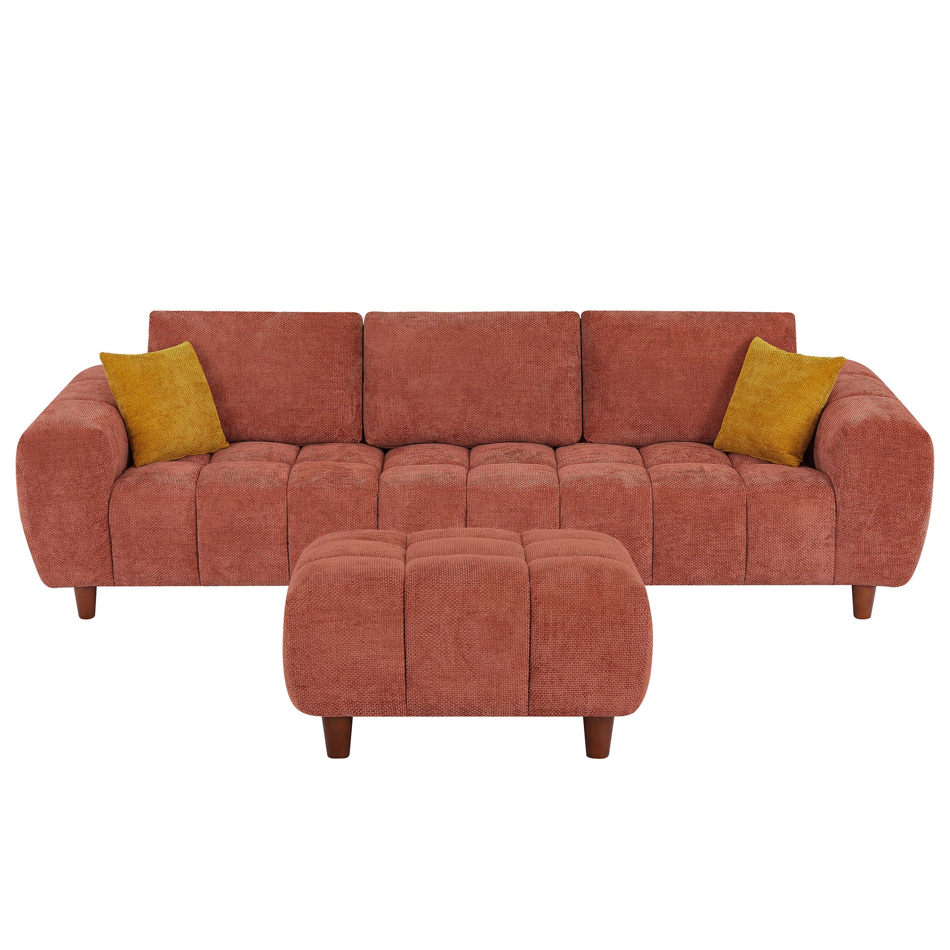 Convertible Sectional Sofa Couch, L Shaped Sofa With Fabric Couch,Modern Design Marshmallow Sofa For Living Room And Office,Caramel Caramel Wood Fabric 3 Seat