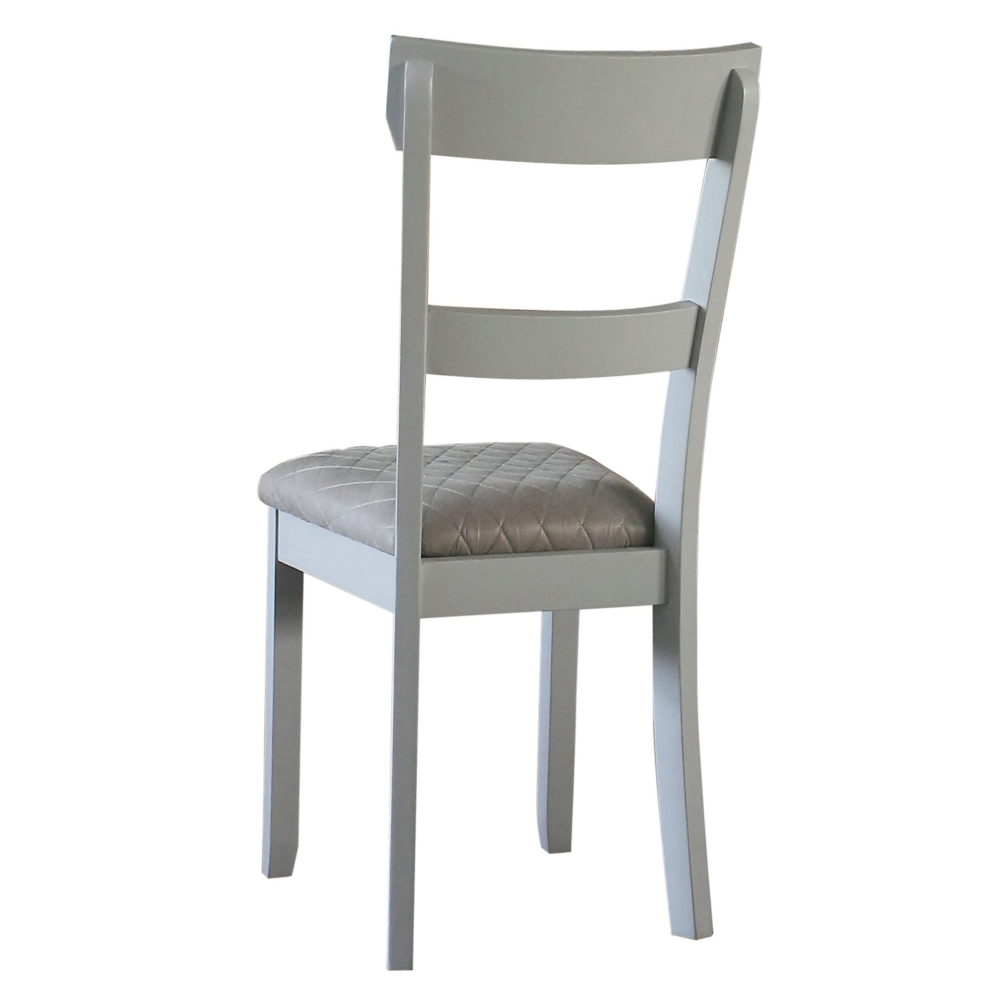 Two Tone Grey And Pearl Grey Ladder Back Side Chairs Set Of 2 Solid Grey Dining Room Foam Rectangular Glam Side Chair Rubberwood Ladder Back Set Of 2 Wood Fabric