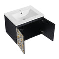 24'' Floating Wall Mounted Bathroom Vanity With Ceramics Sink & Soft Close Cabinet Door, Kd Package Black 2 Soft Close Doors Bathroom Wall Mounted Modern Plywood