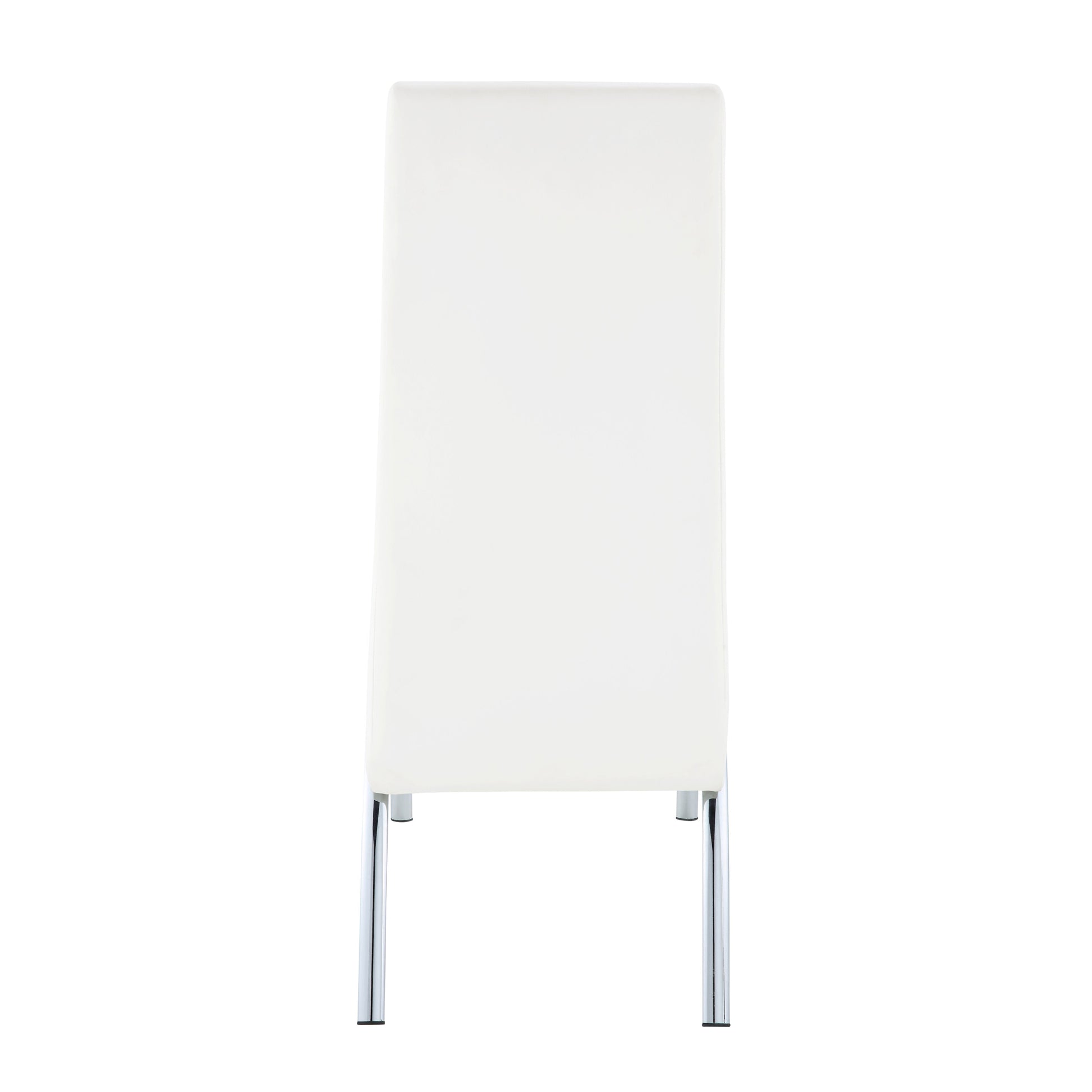 White And Chrome Armless Solid Back Side Chair Set Of 2 Solid Silver White Dining Room Foam Rectangular Contemporary Side Chair Solid Back Set Of 2 Faux Leather
