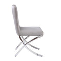 Beige And Chrome Side Chairs With Metal X Shape Legs Set Of 2 Solid Beige Dining Room Foam Rectangular Side Chair Solid Back Set Of 2 Velvet