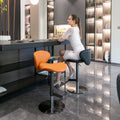 Black Titanium Stainless Steel Bar Stools Swivel Adjustable Height For Kitchen Counter And Dining Room Black 1Pc Black Pu Stainless Steel