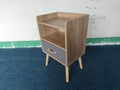 Nightstand With Collapsible Fabric Drawer, 2 Tier Storage End Table, Wood Side Table With Storage Cabinet Or Kids, Adults Oak Oak Engineered Wood