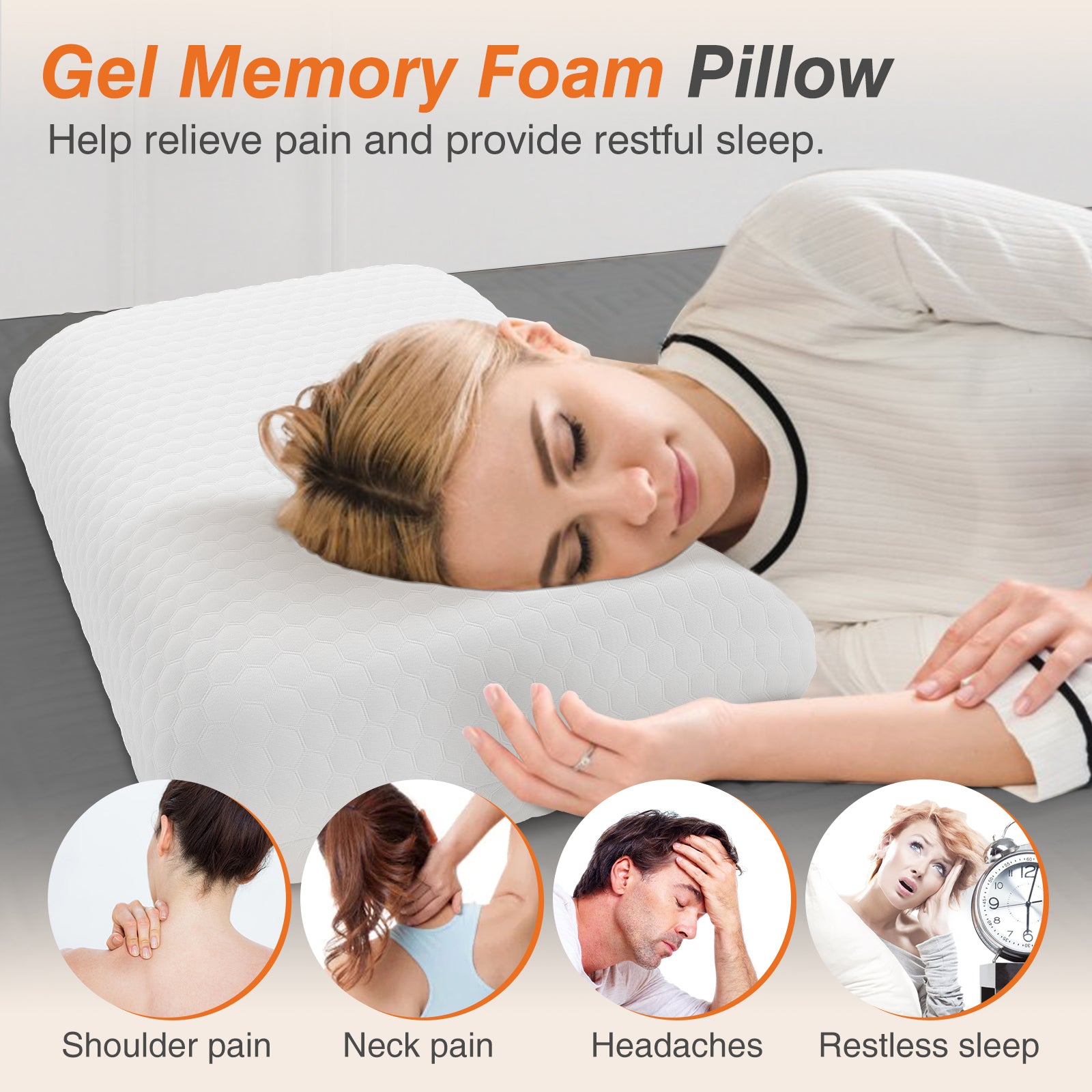 Foam Pillow, Sleeping Pillow, Soft And Comfortable, Removable, Machine Washable Cover,1 Pack,24 "X 16 Full Blue 2 Piece Set Fabric