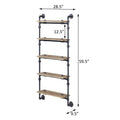 Oak And Sandy Black Rectangle 5 Tier Wall Shelf 5 Natural Black Primary Living Space Open Back Oak Wood Metal