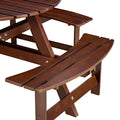 Outdoor 8 Person Picnic Table, 8 Person Round Picnic Table With 4 Built In Benches, Umbrella Hole, Outside Table And Bench Set For Garden, Backyard, Porch, Patio, Brown Brown Wood Metal