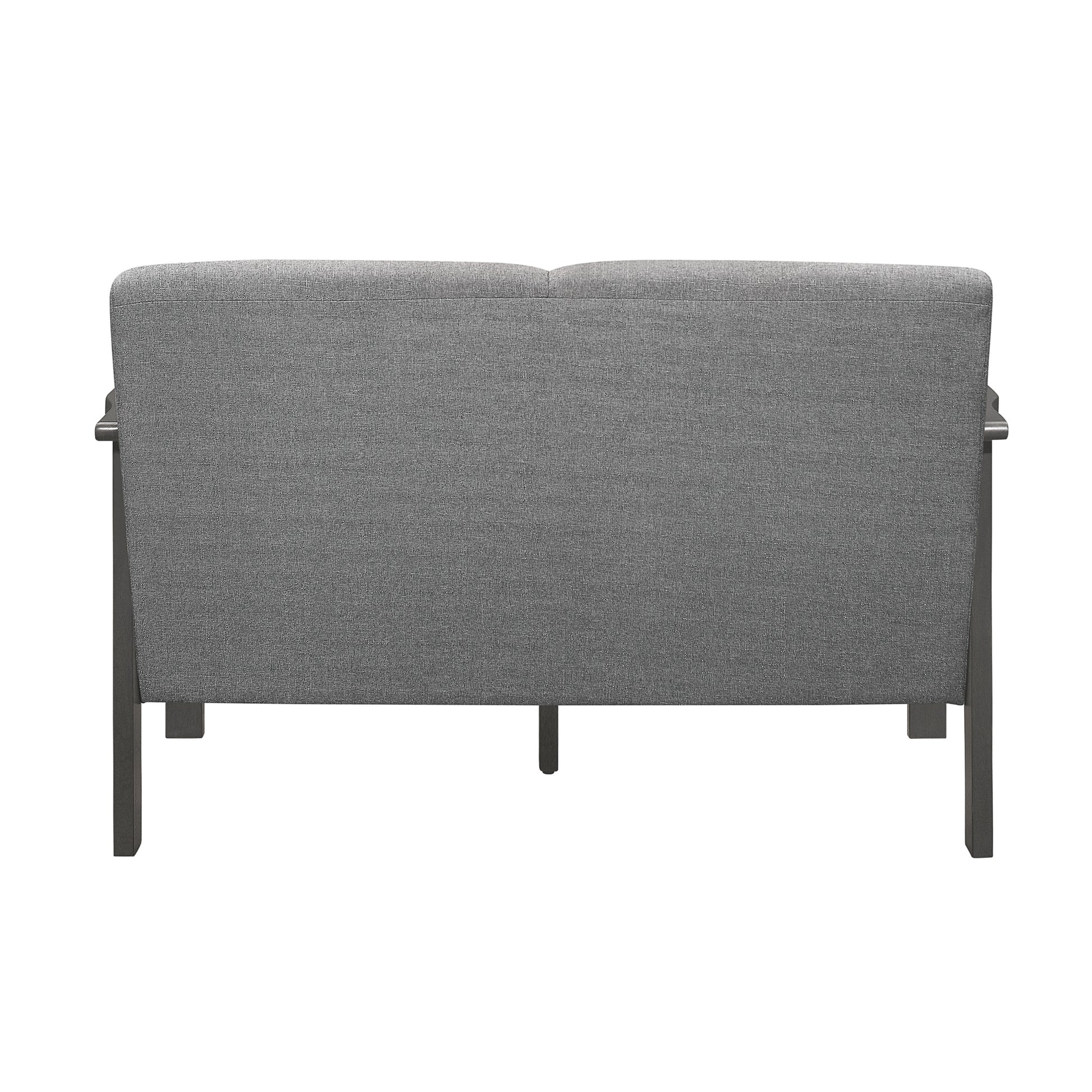 Classic Living Room 1Pc Loveseat Gray Cushion Seat And Back Solid Rubberwood Furniture Transitional Style Gray Gray Polyester Wood Primary Living Space Rubberwood Solid Wood