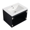 24'' Floating Wall Mounted Bathroom Vanity With Ceramics Sink & Soft Close Cabinet Door, Kd Package Black 2 Soft Close Doors Bathroom Wall Mounted Modern Plywood