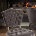 Kd Tufted Chair Wthr Set Of 2 Grey Mdf