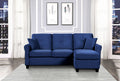 Modern Living Room Sectional Sofa Reversible Chaise With 2 Pillows Blue Velvet Upholstered Tufted Back Solid Wood Frame Furniture L Shape Sofa Navy Velvet Wood Primary Living Space Contemporary,Modern L Shaped Solid Wood 3 Seat