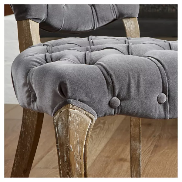 Kd Tufted Chair Wthr Set Of 2 Grey Mdf