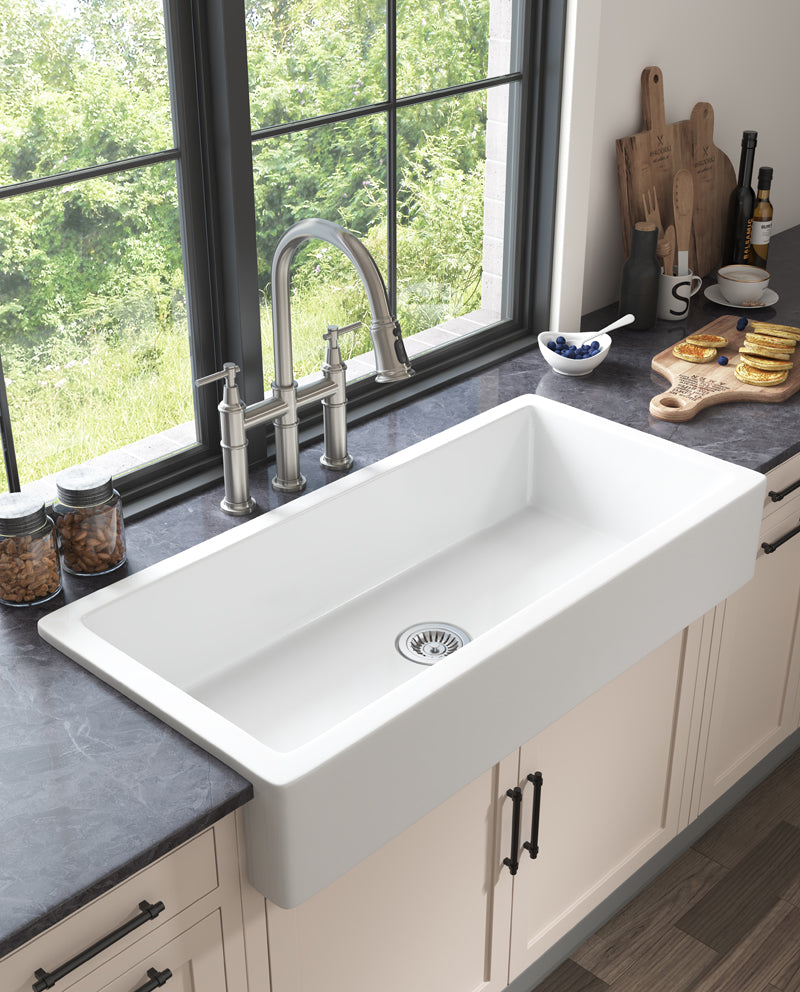 White Farmhouse Sink Deep Apron Sink Undermount Farmhouse Kitchen Sink Single Farm Sink White Ceramic