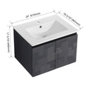 24'' Floating Wall Mounted Bathroom Vanity With Ceramics Sink & Soft Close Cabinet Door, Kd Package Black 2 Soft Close Doors Bathroom Wall Mounted Modern Plywood