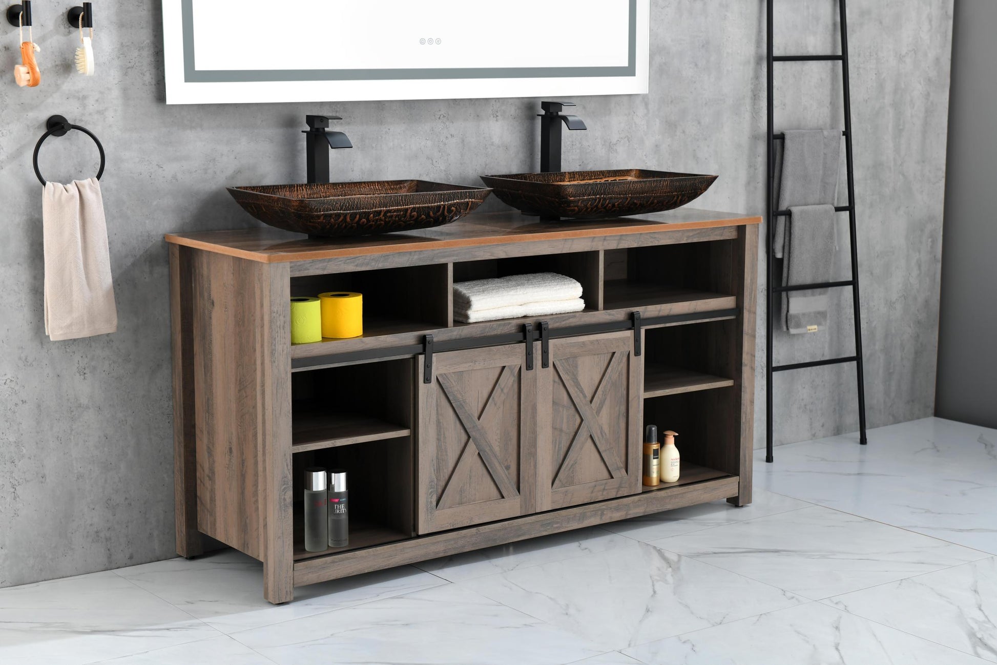 22" L 14" W 4" H Handmade Glass Rectangle Vessel Bathroom Sink In Brown And Gold Fusion Finish With Faucet And Pop Up Drain In Matte Black Brown Glass