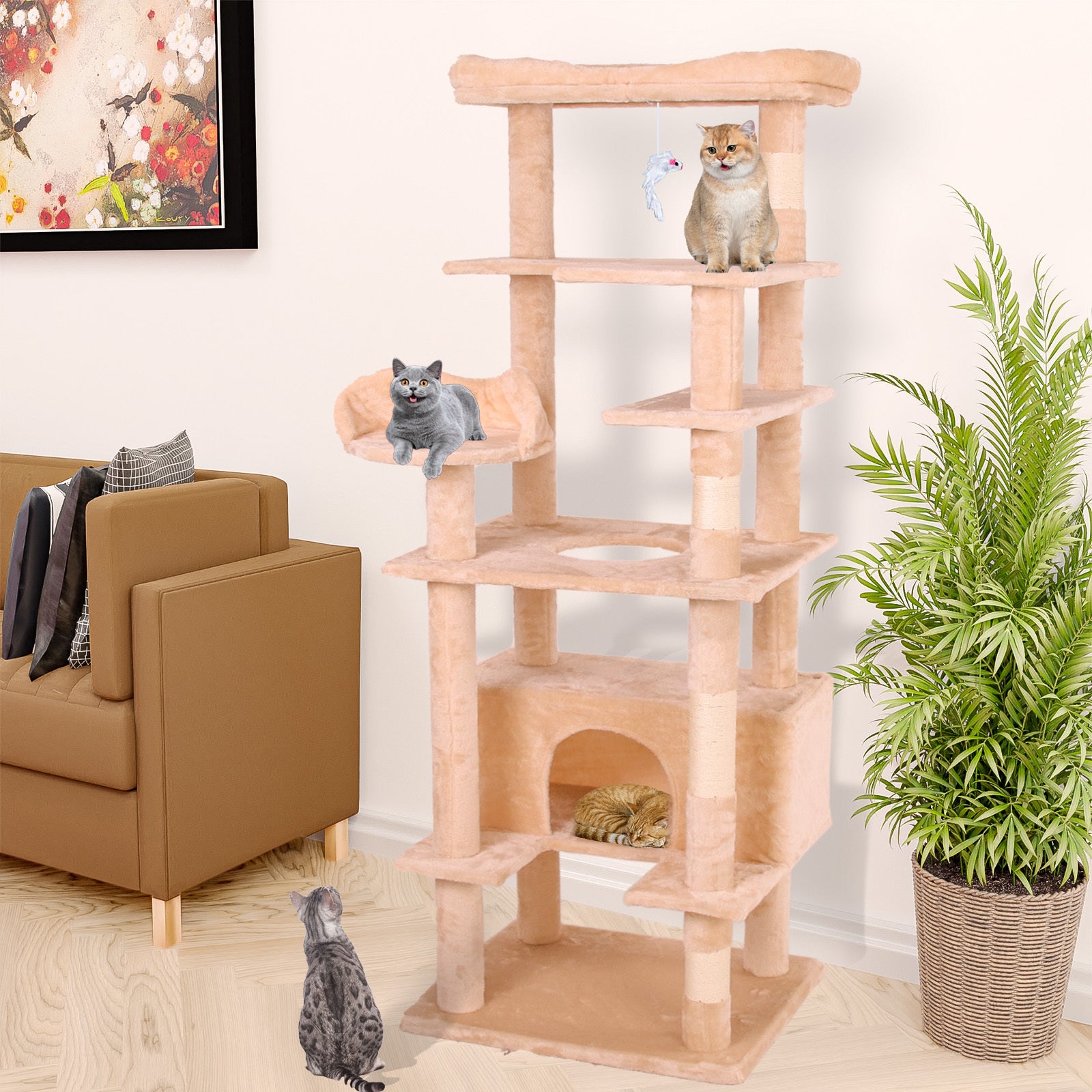 Cat Climbing Frame Cream White Altay Velvet