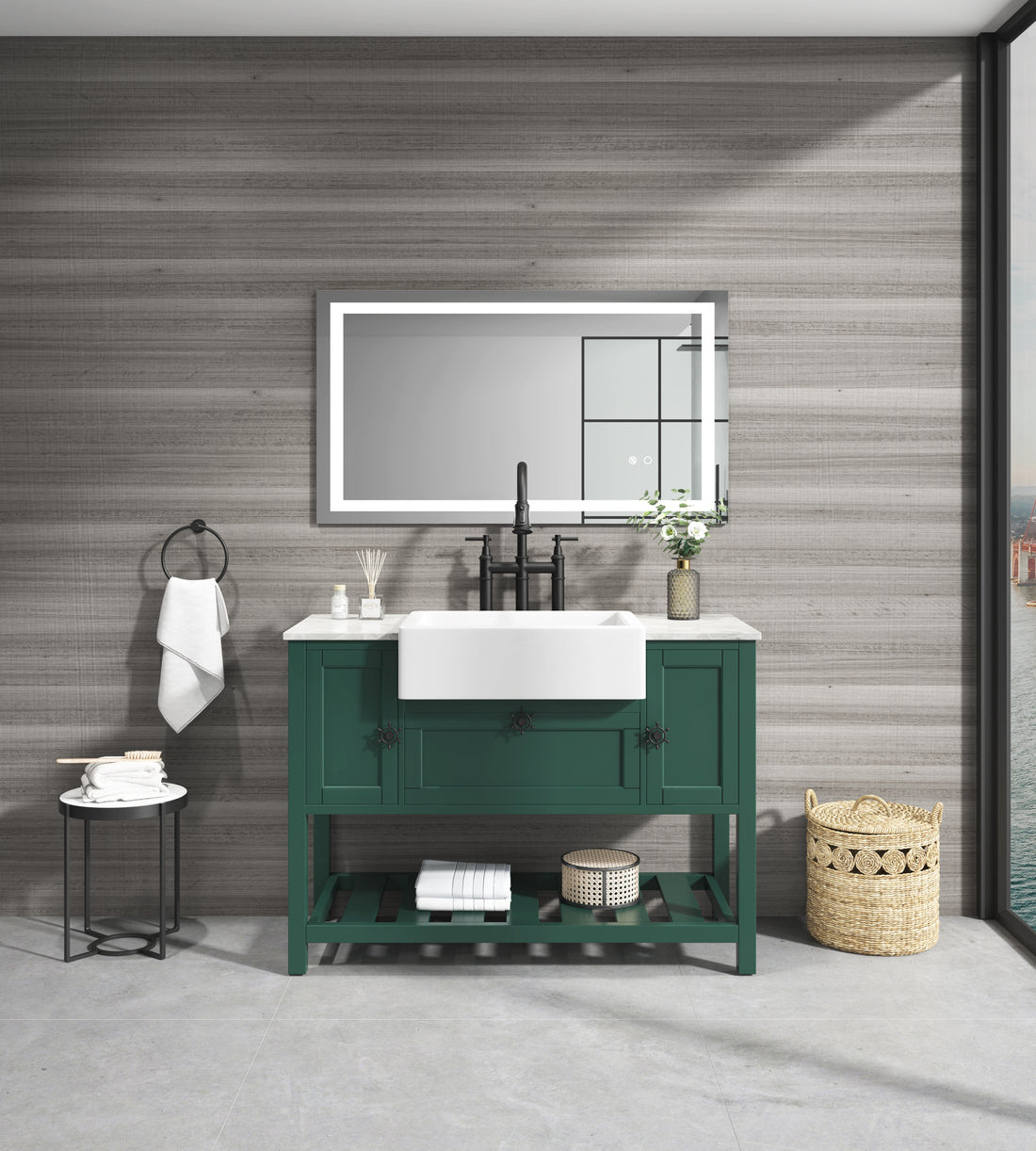 Solid Wood Bathroom Vanities Without Tops 47 In. W X 20 In. D X 33.6 In. H Bathroom Vanity In Green Green Solid Wood