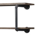 Antique Oak And Sandy Grey 2 Tier Wall Shelf 2 Or Less Natural Grey Horizontal Primary Living Space Open Back Industrial Oak Adjustable Shelves Wood Metal