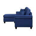 Modern Living Room Sectional Sofa Reversible Chaise With 2 Pillows Blue Velvet Upholstered Tufted Back Solid Wood Frame Furniture L Shape Sofa Navy Velvet Wood Primary Living Space Contemporary,Modern L Shaped Solid Wood 3 Seat